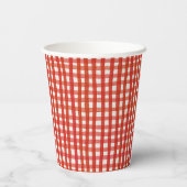 Aquarell Rot Weiß und Blau Gingham Monogram Pappbecher (Rückseite)