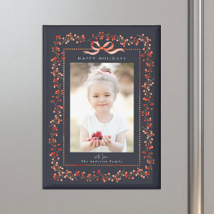 Aquarell-Rotbeerrahmen-Foto-Navy-Weihnachten Magnet