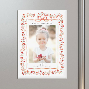 Aquarell-Rotbeerrahmen-Foto Weihnachten Feiertag Magnet
