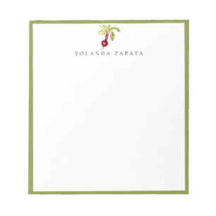 Aquarell-Rote-Beete-Grün-Gerahmt Notizblock