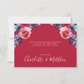 Aquarell Rote Blume Hochzeit Danke Karte (Rückseite)