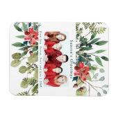 Aquarell Rote Blume Winter Grüne Foto Magnet (Horizontal)