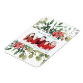 Aquarell Rote Blume Winter Grüne Foto Magnet (Linke Seite)