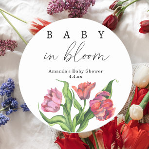 Aquarell rote Blumenstrauß Blumen - Baby in Blüte Runder Aufkleber