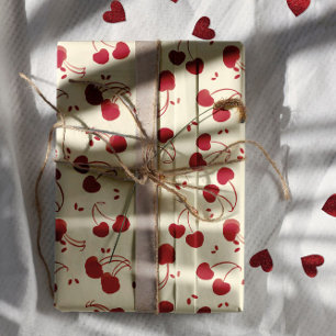 Aquarell-Rote Kirschen – Modern – Valentinstag Geschenkpapier Set