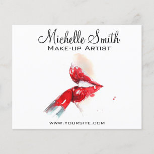 Aquarell rote Lippen und Lippenstift-Make-up-Brand Flyer