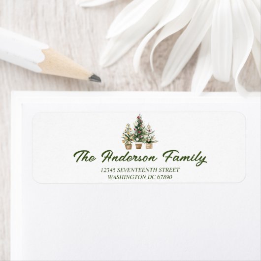 Aquarell Rote Ornamente Bäume Frohe Weihnachten (Insitu)