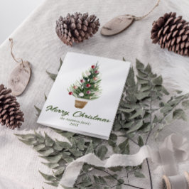 Aquarell Rote Ornamente Bäume Frohe Weihnachten