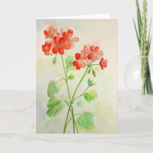 Aquarell-rote Pelargonie-Gruß-Karte Karte