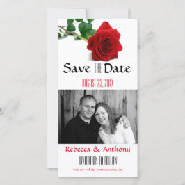 Aquarell-Rote Rose - Save the Date Foto Postkarte