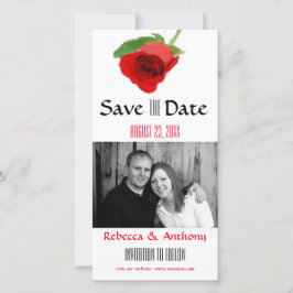 Aquarell-Rote Rose - Save the Date Foto Postkarte