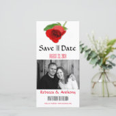 Aquarell-Rote Rose - Save the Date Foto Postkarte (Stehend Vorderseite)