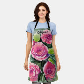 Aquarell-Rote-Rosen-Personalized Schürze (Getragen)