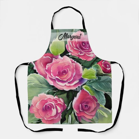 Aquarell-Rote-Rosen-Personalized Schürze (Vorderseite)