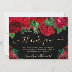 Aquarell rote Rosen Quinceanera Dankeskarte