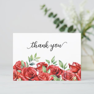 Aquarell-Rote-Rosen-Rahmen Dankeskarte