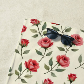 Aquarell-Rote-Rosen-Strandtuch Strandtuch