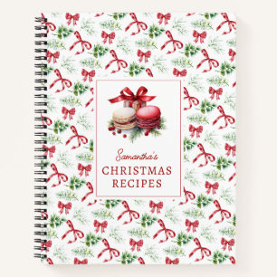 Aquarell-Rote-Schleifen-Grün-Weihnachtsrezepte Notizblock