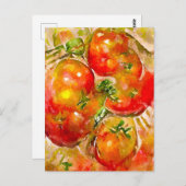 Aquarell. Rote Tomaten. Küchenkunst Postkarte (Vorne/Hinten)