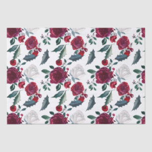 Aquarell rote und weiße Winterblumen Weihnachten Seidenpapier