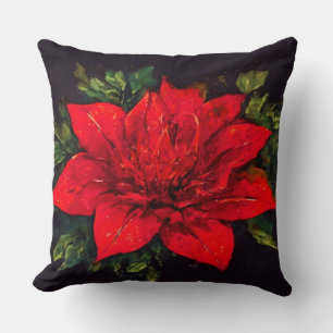 Aquarell Rote Weihnachts-Poinsettie Kissen