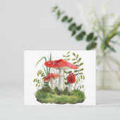 Aquarell Rote Wildwälder Pilze Postkarte (Stehend Vorderseite)