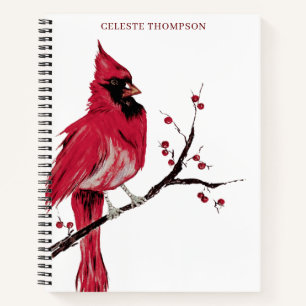 Aquarell Roter Kardinal Personalisieren Notizblock