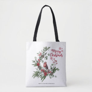 Aquarell Roter Kardinal Vogel Kranz Tasche