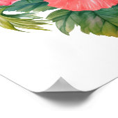 Aquarell roter leuchtender Hibiskus Blumen Grün Poster (Ecke)