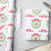Aquarell-Roter-Punkt-Bogen-Monogramm-Kranz Geschenkpapier
