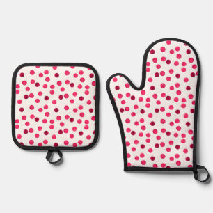 Aquarell rotes Aquarell-Punktmuster Ofenhandschuh & Topflappen-Set