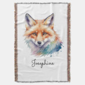 Aquarell Rotfuchs Whimsical Art Personalisiert   Decke (Vorderseite Vertikal)