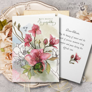 Aquarell-Rotmagnolie & Schmetterling Beileidskarte Feiertagskarte