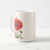 Aquarell-Rotmohn-Blumenmonogramm Wildblume Kaffeetasse (Vorderseite Links)