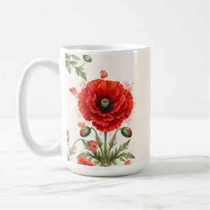 Aquarell-Rotmohn-Blumenmonogramm Wildblume Kaffeetasse