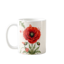 Aquarell-Rotmohn-Blumenmonogramm Wildblume