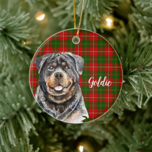 Aquarell Rottweiler Hund personalisiert Keramik Ornament