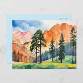 Aquarell Ruhige Berge Berge Ringzeit Landschaft Postkarte