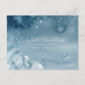 Aquarell Rustic Dusk Blue Wedding RSVP Postkarte (Rückseite)