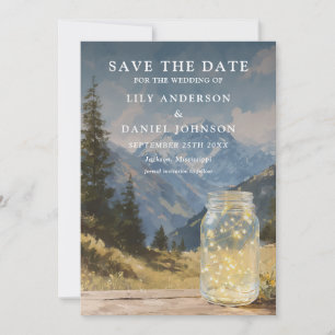Aquarell Rustik Boho Berg Mason Glas Hochzeit Save The Date