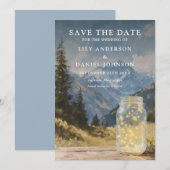 Aquarell Rustik Boho Berg Mason Glas Hochzeit Save The Date (Vorne/Hinten)