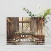 Aquarell Rustik Boho Scheunenhochzeit Foto Dankeskarte (Stehend Vorderseite)