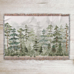 Aquarell Rustik Grüner Wald Decke