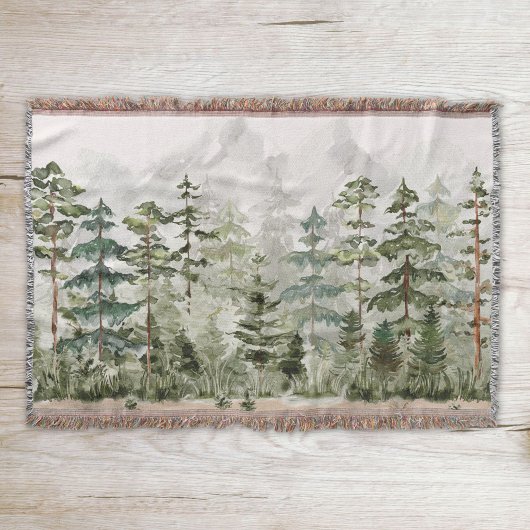 Aquarell Rustik Grüner Wald Decke