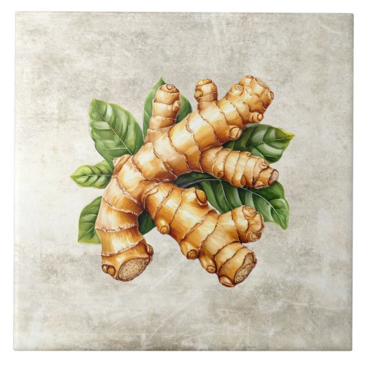 Aquarell Rustik Ingwer Faux Textur Fliese (Vorderseite)