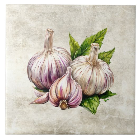 Aquarell Rustik Knoblauch Faux Textur Fliese (Vorderseite)
