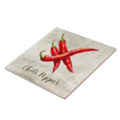 Aquarell Rustik Rote Chili Paprika Faux Textur Fliese (Seite)