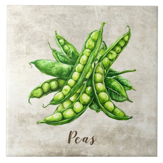 Aquarell-Rustikal-Falsche-Textur-Erbse Fliese (Vorderseite)