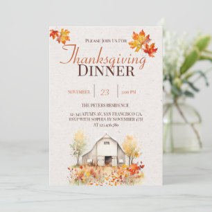 Aquarell Rustikal  Herbst Thanksgiving-Einladung Feiertagskarte
