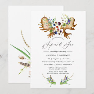 Aquarell-Rustikal-Wald-Sip-and-See-Party Einladung